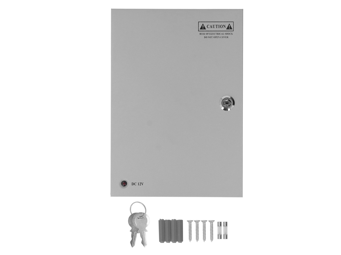 Caja De Alimentación De 12 V Cc Y 18 Canales Para Cámaras De Cctv Con Cerradura Y Carcasa Metálica.