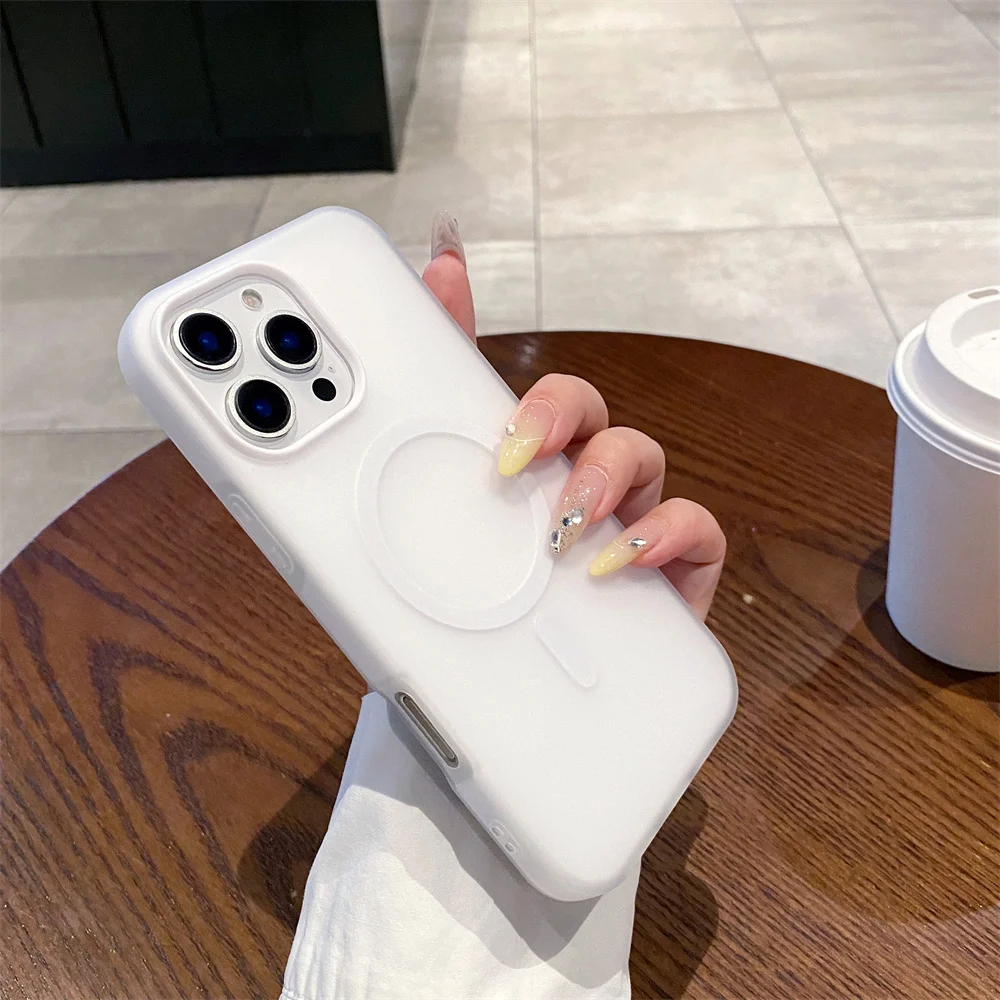 (iphone 17, Blanco) Funda Mate Magsafe Para Iphone Con Carga Inalámbrica Y Protección De Marco Magnético.