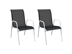 Sillas de jardín apilables de 2 piezas DKD Home Decor, acero y textilene negro