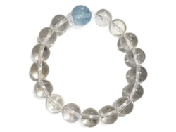 Collar de cuentas para mujer, pulsera de cristal terapéutico, transparente con detalles azules Tommy01
