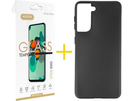 Carcasa + Protector de Pantalla para Samsung Galaxy S22 Plus 5G ACCETEL Negro