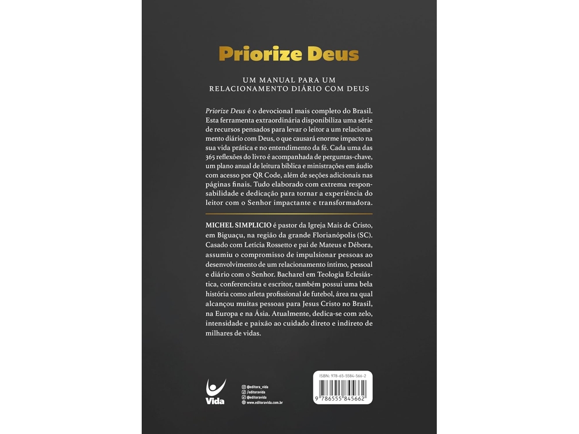 Libro Priorize Deus Devocionais Diários Para 365 Dias de Michel Simplicio (Portugués)