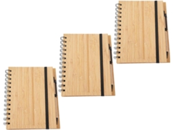 Juego De 3 Cuadernos De Espiral De Bambú Con Páginas Rayadas, 70 Páginas.
