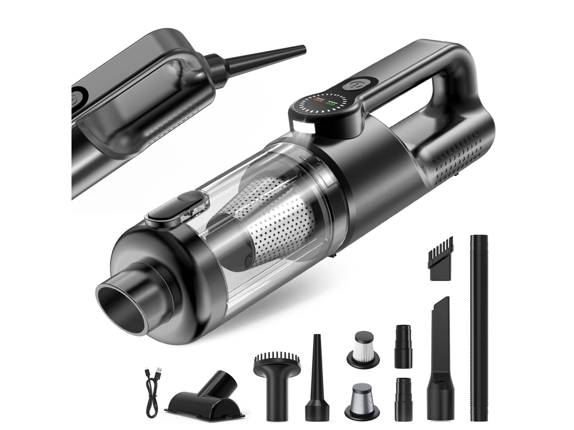 Aspirador 4em1 Preto,motor Sem Escova,19000pa,led+bocais,uso Veículo/lar/pet.