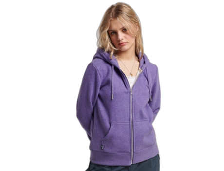 Sudadera con Capucha de Mujer SUPERDRY Cremallera Logotipo Essential Morado (S)