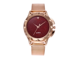 Reloj De Cuarzo Para Mujer Zhoulianfa Con Correa De Malla Y Esfera Redonda (rojo)