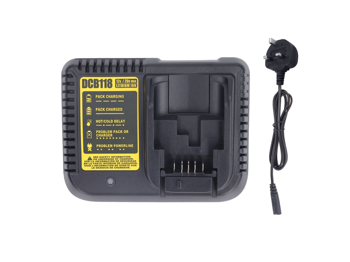 Cargador De Baterías De Iones De Litio De 20 V Para Herramientas Eléctricas Dcb118, Dcb105, Dcb015 Y Dcb112 (enchufe Británico, Color Negro).