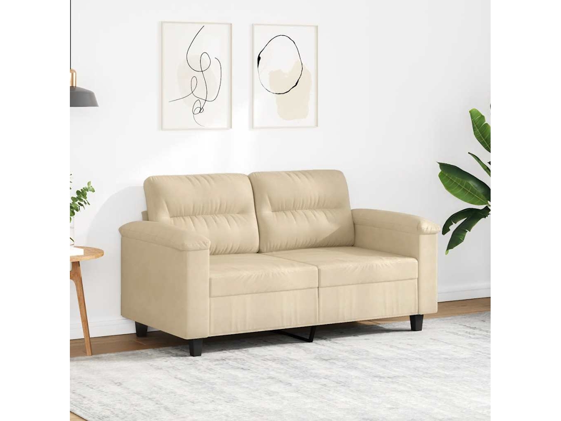 Sofá De 2 Plazas | Sofá De Salón | Sofá De Descanso De Tela De Microfibra Color Crema 120 Cm