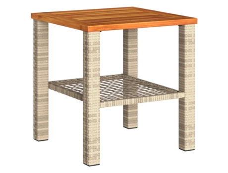 Mesa de jardín ratán sintético madera acacia beige VIDAXL (40x40x42 cm)