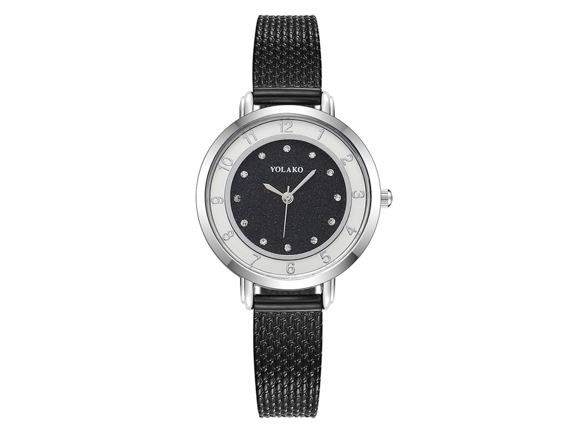 Reloj De Pulsera Yolako Para Mujer, Correa De Plástico, Cuarzo, Esfera Redonda, Pantalla Numérica Pequeña, Negro.