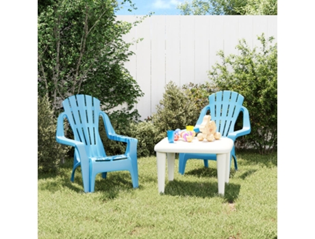MAISON EXCLUSIVE Sillas de jardín niños 2 uds aspecto madera PP azul 37x34x44 cm