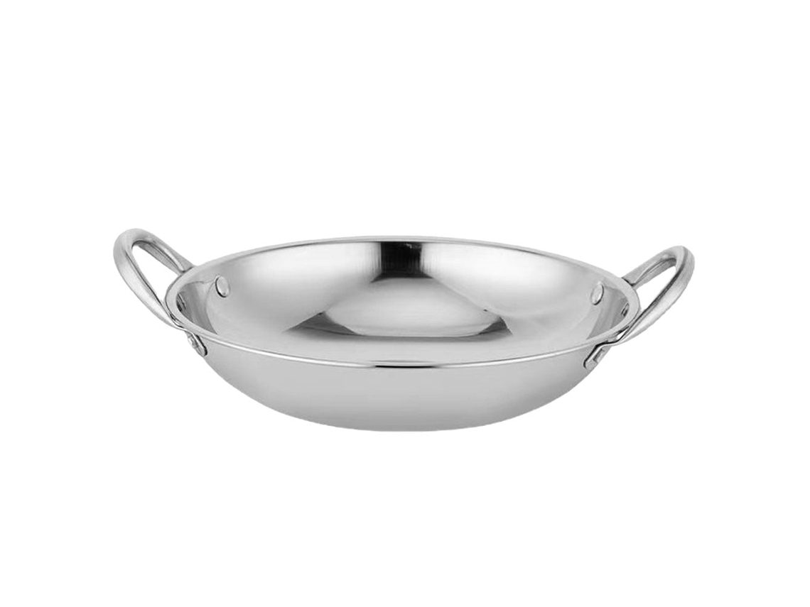 Sartén Parvistic De Acero Inoxidable Con Dos Asas, Apta Para Cocinas Domésticas.