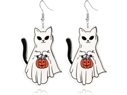 Bonitos Pendientes De Halloween Con Fantasmas, Calabazas, Gatos Y Arañas En Acrílico Para Mujer.