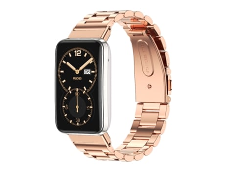 Correa Smartwatch para Xiaomi Mi Band 7 Pro Mijobs Acero Inoxidable con Tres Cuentas (Oro Rosa)