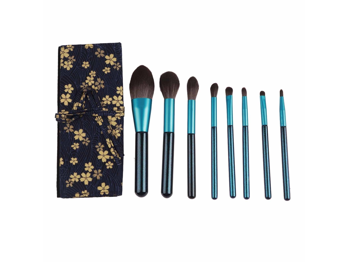 Set De 8 Brochas De Maquillaje Con Bolsa De Almacenamiento Azul