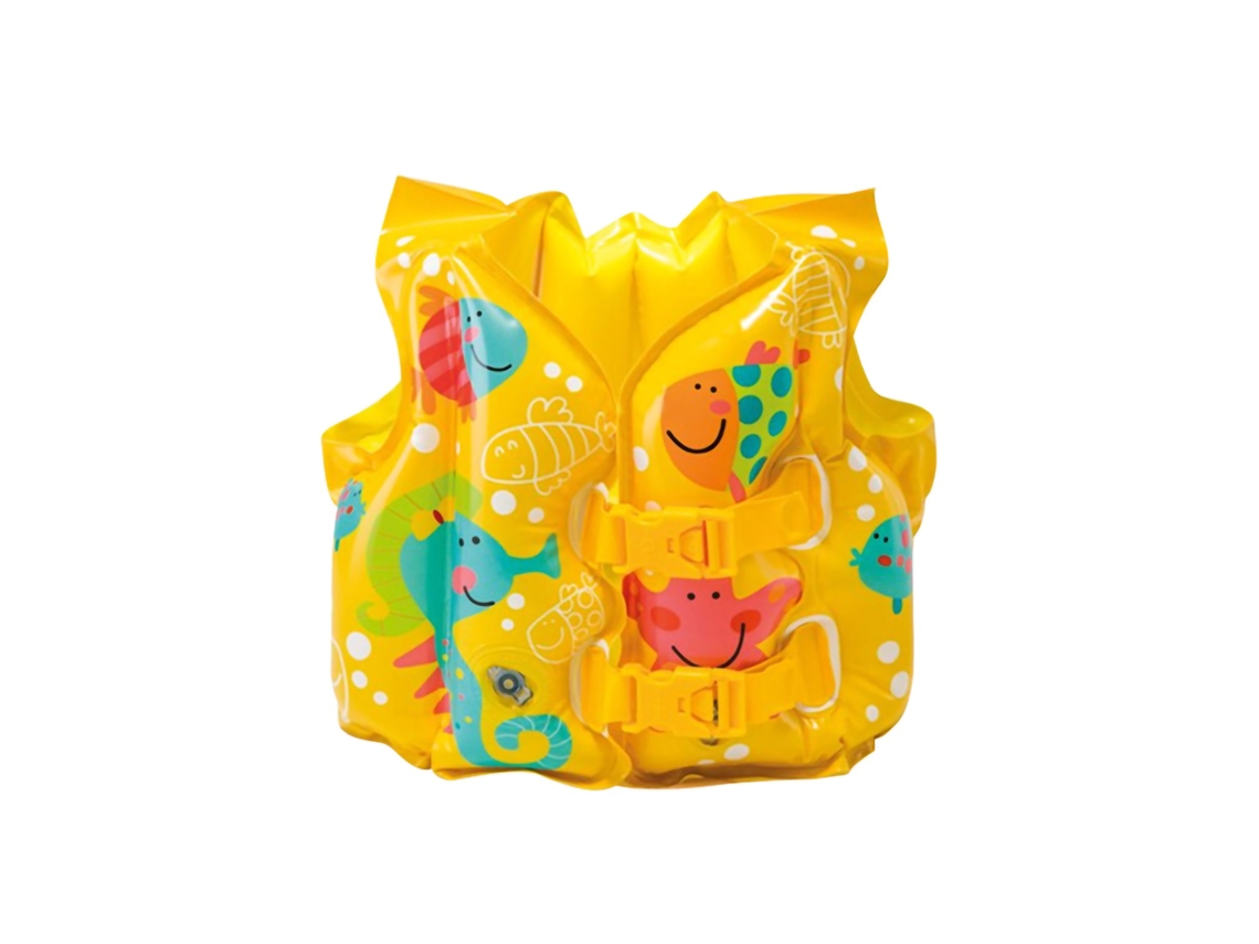 Chaleco salvavidas inflable ajustable para niños con doble botón.