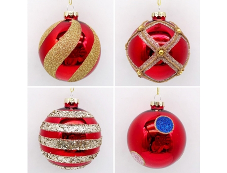 Set de 4 Bolas de Navidad Plateadas 8cm Bolas de Adornos de Árbol de Navidad