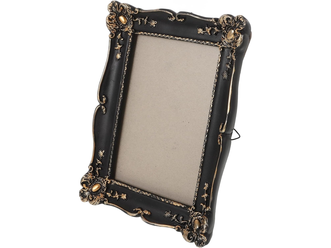 Marco de fotos retro de resina negra con relieve, estilo europeo vintage, ideal para pared u oficina, duradero, GOKOCO