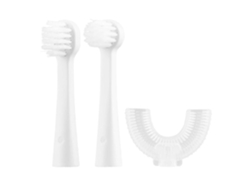 Escova De Dentes Elétrica Infantil Weasti Em Formato De U Com Vibração, Feita De Silicone, À Prova D'água E Alimentada Por Bateria, Com 4 Cabeças