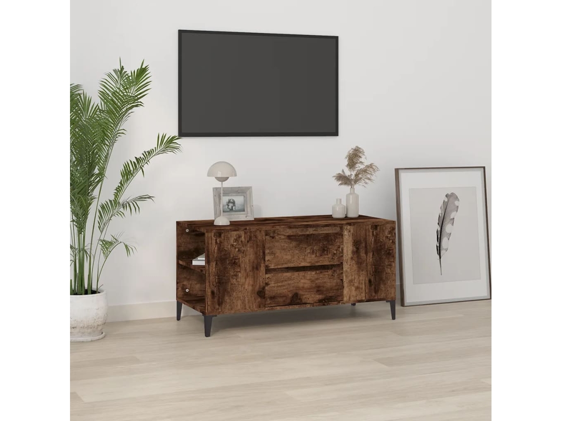 Estantería/Mueble para TV 102X44,5X50 cm de Derivados de Madera Roble Ahumado