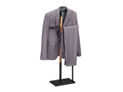 Relaxdays Galán Noche Metal Y Efecto Madera, Chaqueta Y Pantalón, 107x48x20 Cm, Mozo Ropa Dormitorio, Negro Y Natural