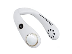 Ventilador De Cuello Sin Aspas Recargable Por Usb De 2000 Mah, Portátil, Manos Libres, Blanco.