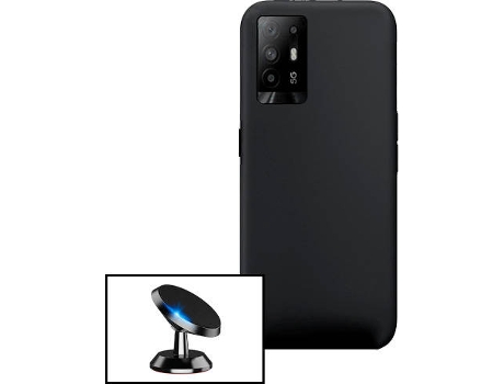 Carcasa + Soporte Magnético Oppo Reno5 Z PHONECARE Silicona Líquida Negro