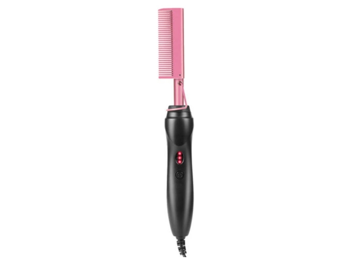 Plancha de pelo con peine calefactable, portátil, eléctrica, color rosa, Chennnls