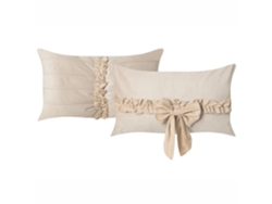 Conjunto De 2 Almofadas Decorativas Beliani Belle De Veludo Creme 50x30x10