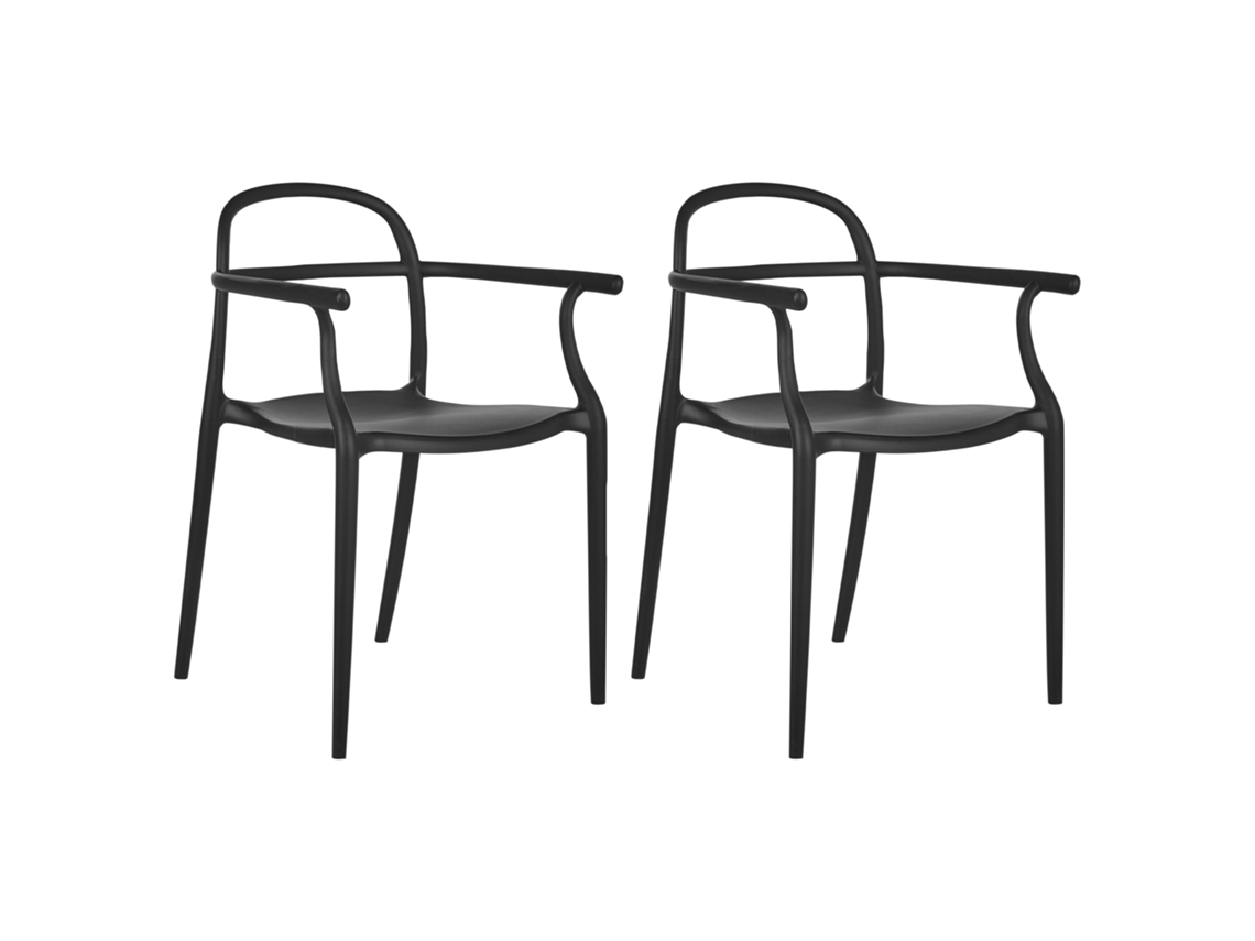 Juego de 2 sillas de jardín Beliani Vidor en polipropileno negro 53x51x81