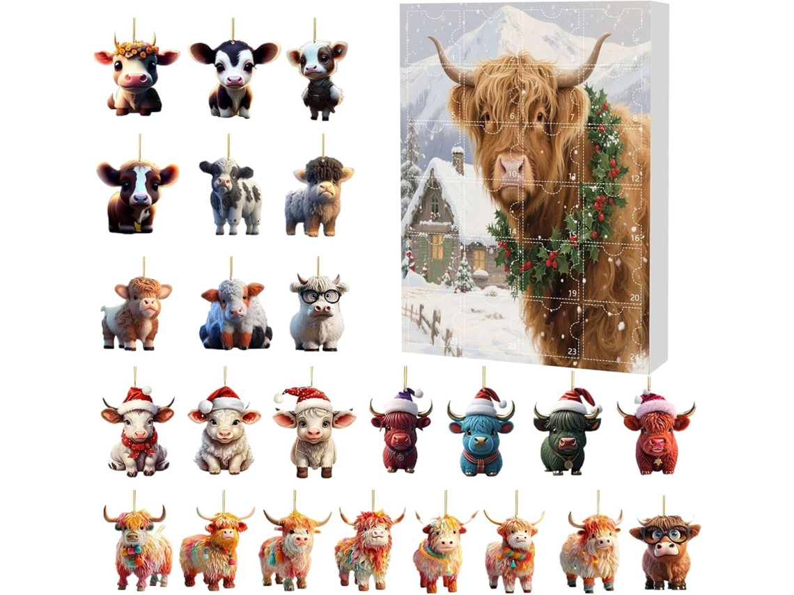 Decoraciones navideñas para los 24 días de Navidad, adornos acrílicos 2D para ventanas con animales, decoraciones navideñas.