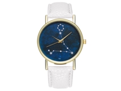 Reloj De Pulsera Analógico De Cuarzo Para Mujer Con Correa De Pu Con Estampado De Estrellas Blancas.