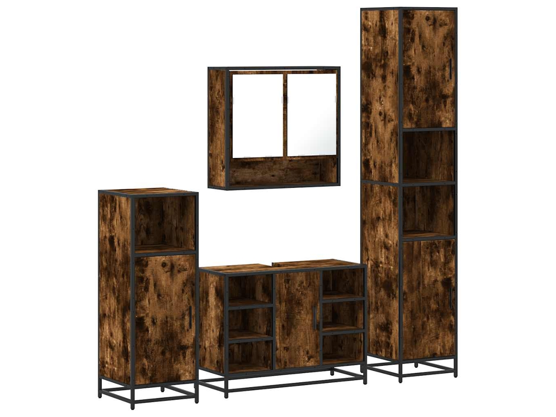 Maison Exclusive - Set De Muebles Baño 4 Pzas Madera Contrachapada Roble Ahumado