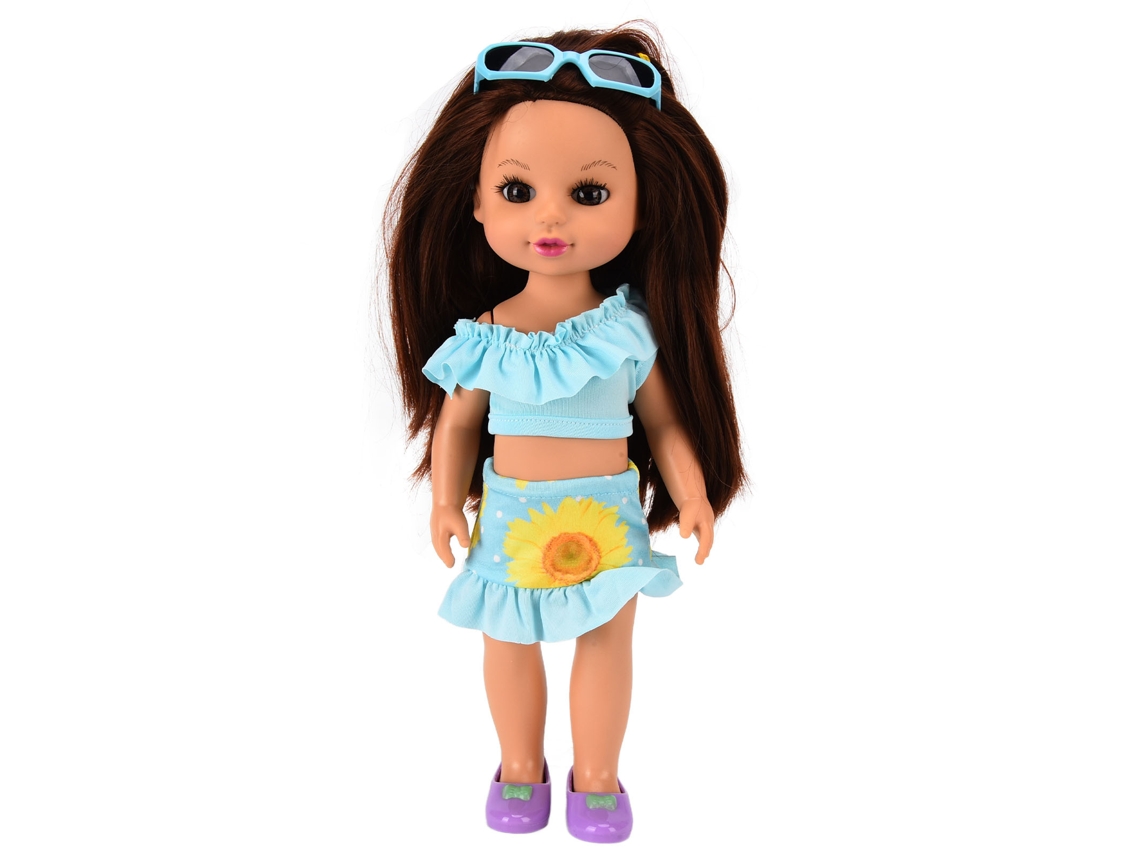 Muñeca De Moda De Silicona Lavable De 35,5 Cm Con Gafas Y Conjuntos Para Niñas.