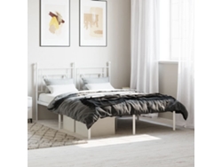 Estructura Cama Sin Colchón Con Cabecero Metal Blanco 140x200cm