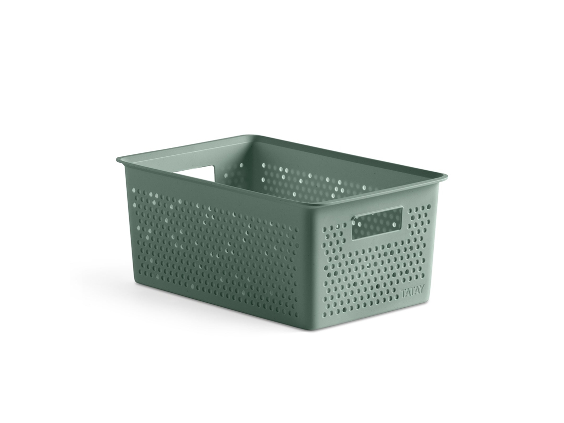 Tatay Bohol - Caja Organizadora Rectangular 4l Plástico Reciclado. Verde Sage