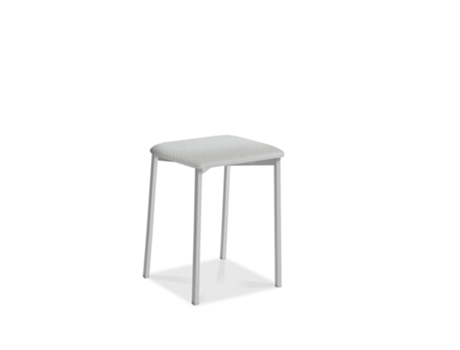 Taburete de cocina Kati patas aluminio 33x47x33cm Polipiel Plata FANMUEBLES