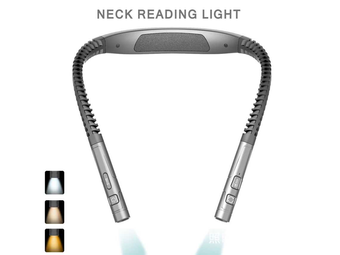 Lámpara de lectura LED para el cuello, recargable, para mesita de noche, 3 niveles de brillo, gris Siurn