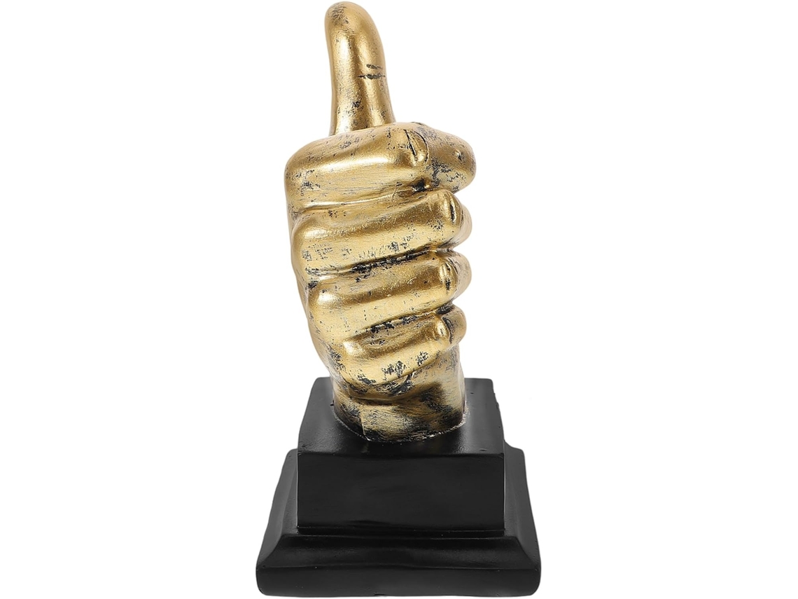 Trofeo conmemorativo de resina con diseño de pulgar hacia arriba, ideal para el fútbol americano y como elemento decorativo.