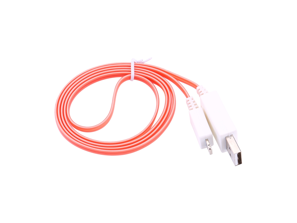 Cable De Datos Luminoso De Cable Plano Led (transmisión Luminosa) Sistema Apple Rojo