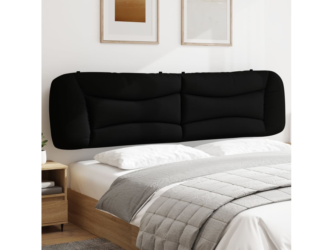 Cabecero De Cama Acolchado Tela Negro 200 Cm