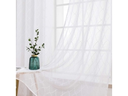 2026-3624-cortinas Translúcidas Linjou 2 Paneles Color Blanco 140x245cm Para Dormitorio Sala De Estar 140x245cm