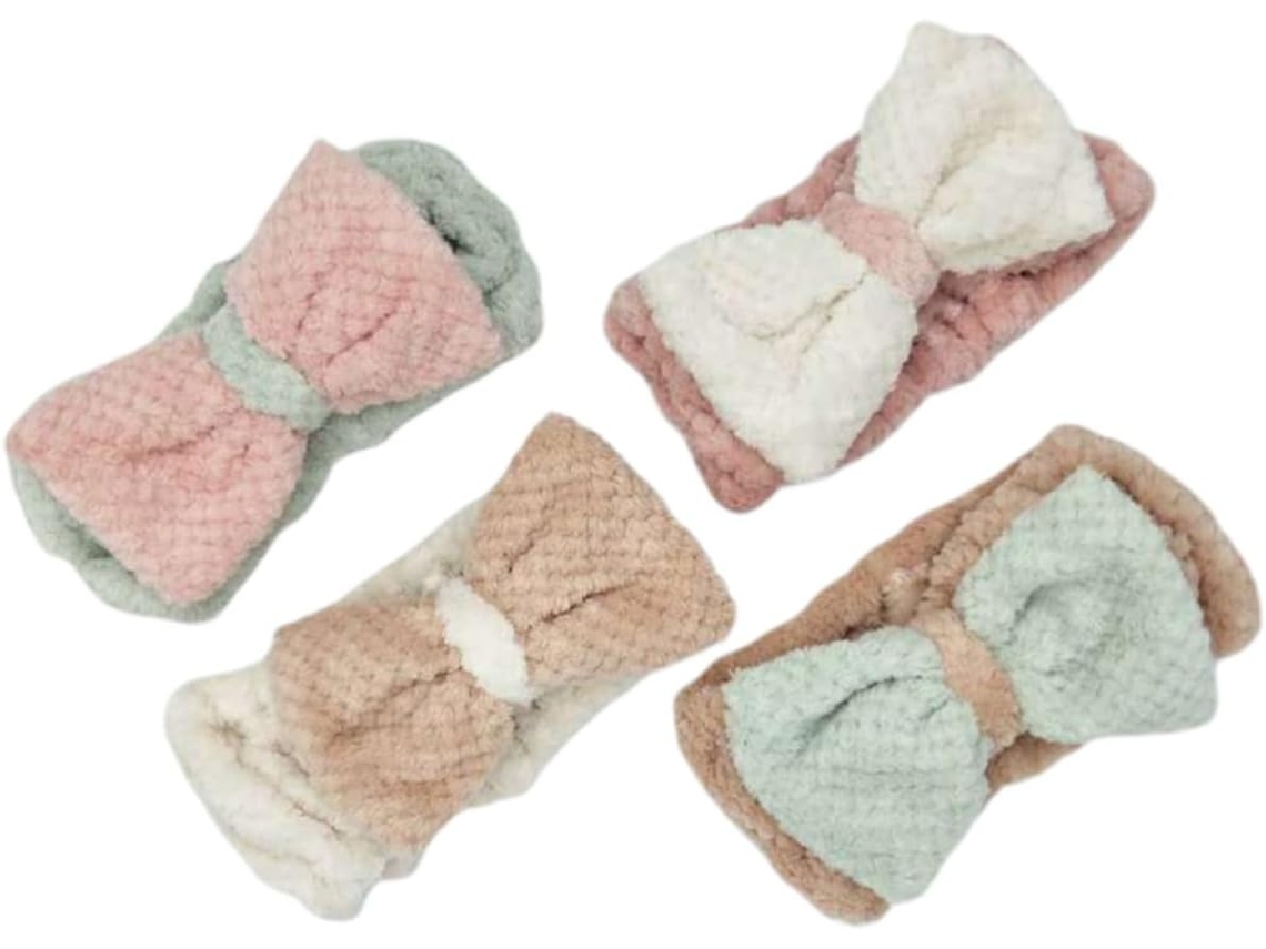 Conjunto De 4 Diademas Ajustables Para Mujer Con Pañuelo Para El Cabello, Ideales Para Maquillaje De Spa Y Tratamientos Faciales.