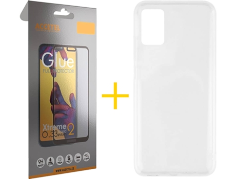 Funda y Protector de Vidrio Full Samsung Galaxy A31 ACCETEL Silicona Líquida Transparente
