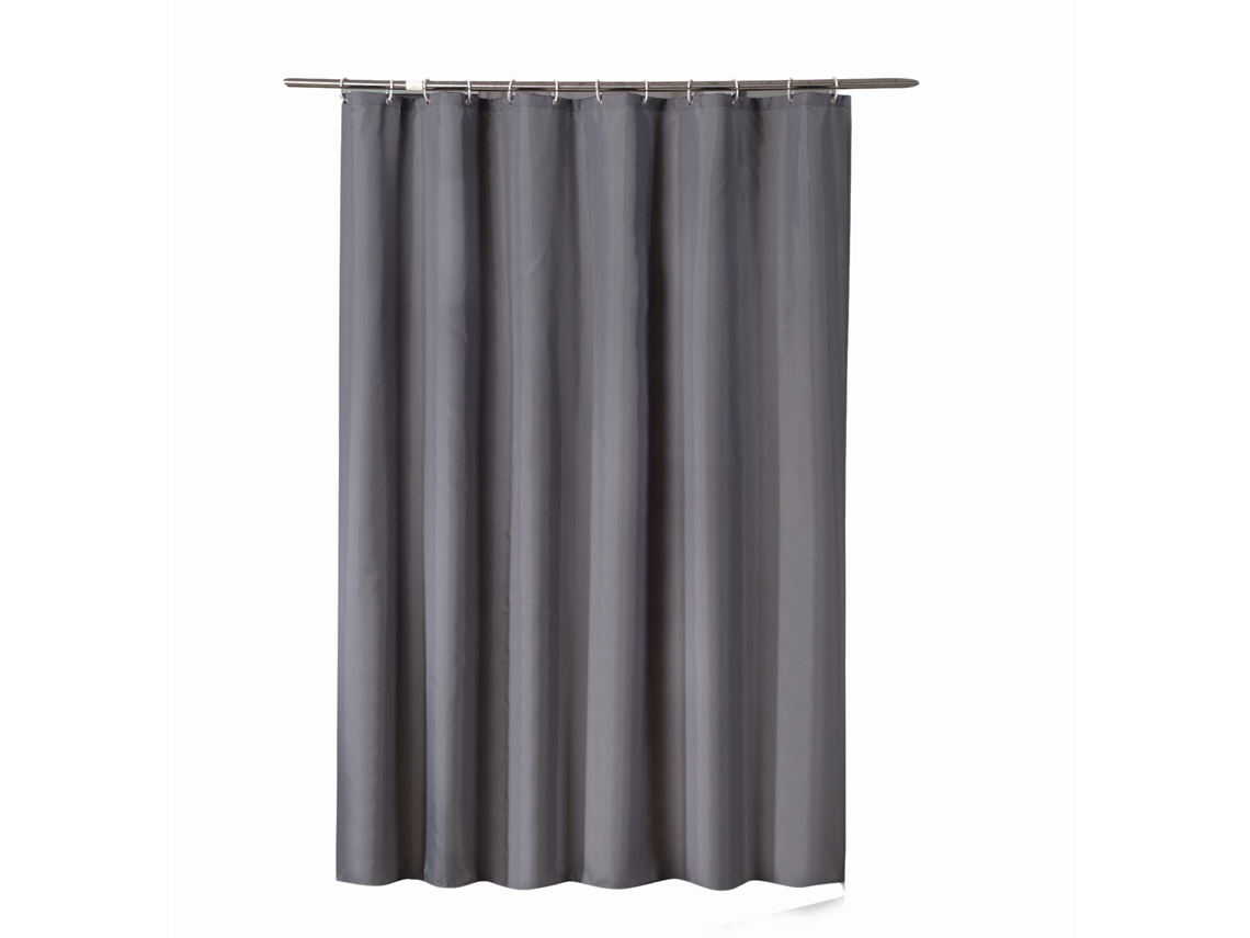 Cortina de ducha gris oscuro de 80 x 180 cm, forro impermeable, con anillas de plástico Jortmrd
