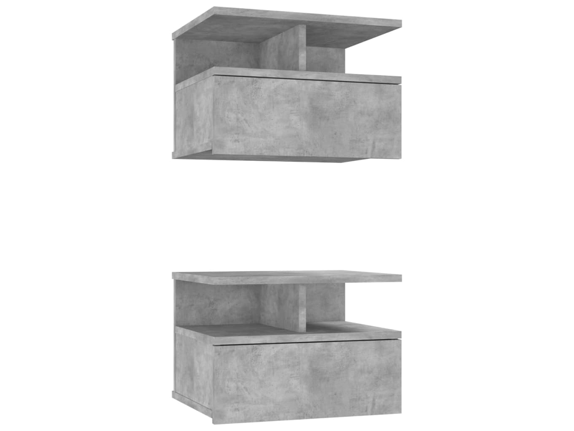 Juego de 2 mesitas de noche colgantes de madera gris cemento - EXCLUSIVA MAISON