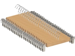Com-fort House Percha Madera Maciza Para Faldas, Pantalones Y Vaqueros, Color Natural Con Clips Ajustables Y Gancho Giratorio (24, Natural)
