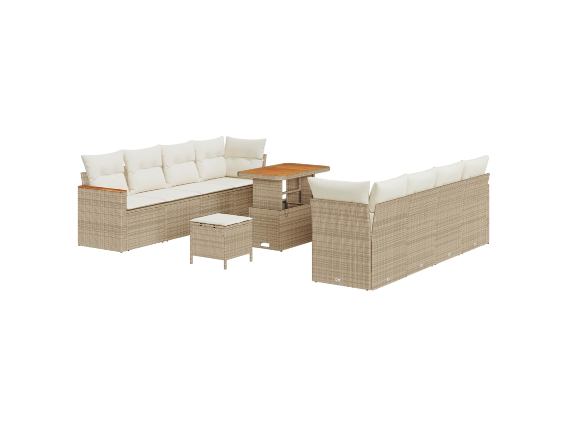 Maison Exclusive - Conjunto De Sofás De Jardín 11 Pcs Beige Ratán Sintético