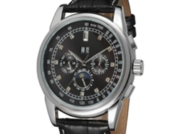 Reloj Mecánico Automático Para Hombre, Correa De Cuero, Resistente Al Agua, Esfera Negra, Bisel Plateado.