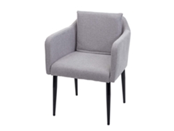 Sillón de salón/comedor/oficina/visitas en piel sintética gris con patas de metal negro 04_0002289